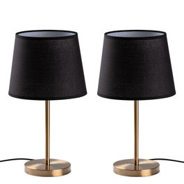 Opviq 5104 Set de Lámparas de Mesa, Metal y Tela, Color Antiguo, 2 Piezas, 39cm Alto